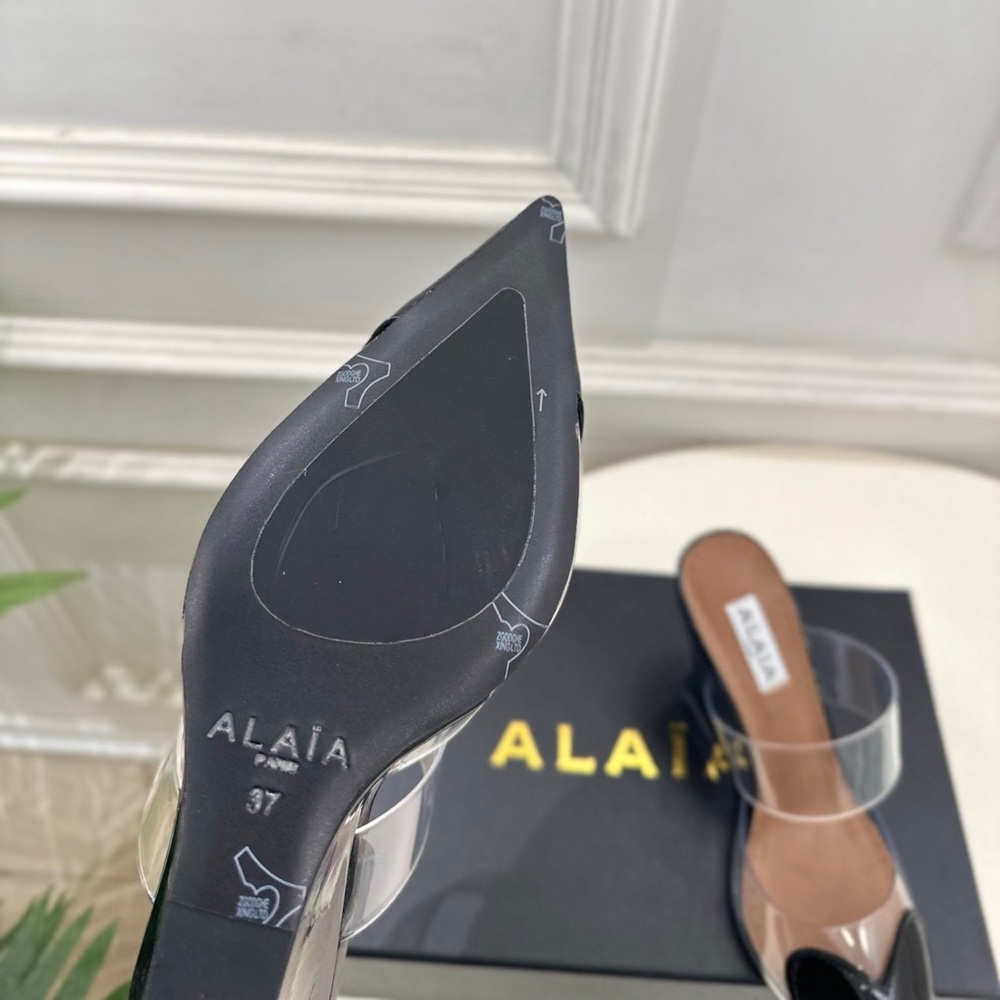 ALAIA Women's Transparent Strap High-Heel Mules with Heart Detail - Picture 7 of 7